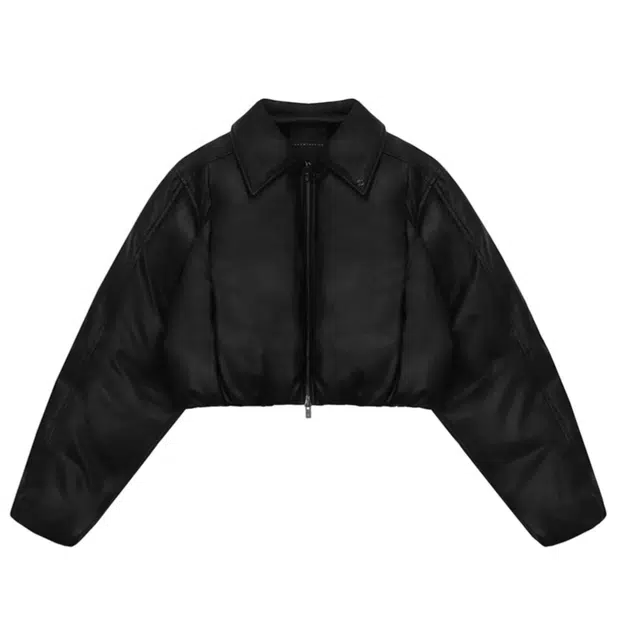 TREEMINGBIRD Matt Leather Short Padding Jumper