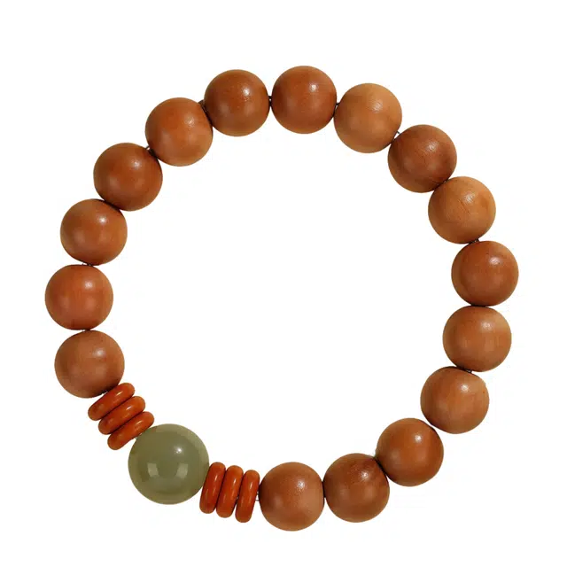 【案牍无劳】 缇克玺 转运珠 圆珠造型新中式复古风 文玩盘串 珠串弹力可调节 桃木 木作手串 男女同款情侣款