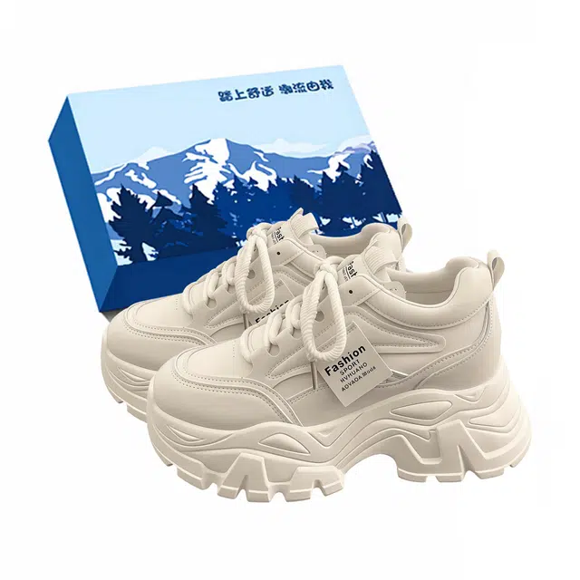 小鹿米利 松糕厚底小个子百搭休闲鞋 减震包裹性增高耐磨防滑 低帮 老爹鞋 女