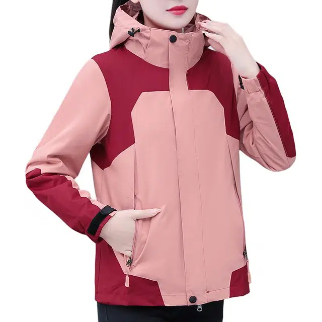 缪斯的诱惑 三合一可拆卸内胆冲锋衣山系户外运动多功能连帽防风加厚保暖御寒防泼水耐磨徒步工装登山服百搭软壳衣时尚休闲立领外套夹克 女款