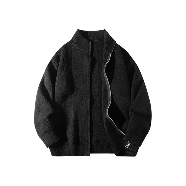 洋气先生 美式洋气潮牌时尚潮流简约大方软糯舒适开衫外穿纯色圆领上衣长袖日常通勤甜美酷帅无性别主义休闲百搭针织衫 男女同款