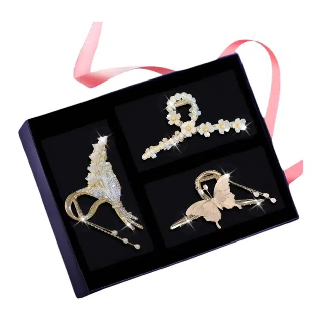 聆听花开 麦穗 发夹后脑勺抓夹高级感精致蝴蝶结鲨鱼夹大号头饰 合金 配饰 女款