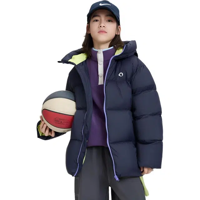 左西羽绒服 防风防水防油防污保暖白鸭绒连帽 儿童款