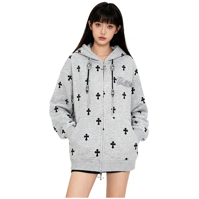 丝絮丝绸 美式复古甜美潮流百搭慵懒风上衣卫衣 女款