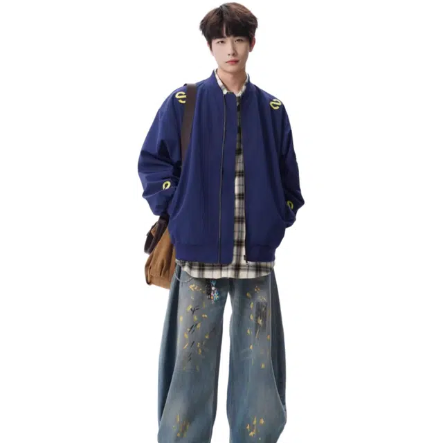 沐诚阳译  美式高街设计感工装潮牌情侣款休闲棒球服 男女同款