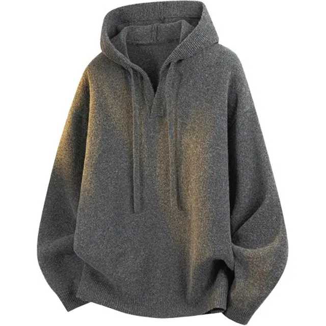 华夏儿女 慵懒连帽套头情侣美式外套针织衫 男女同款