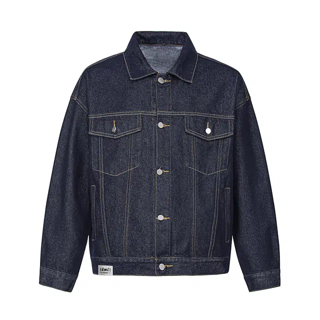 【dme】 潮牌痞帅翻领高级感夹克美式复古水洗做旧百搭舒适休闲牛仔外套 男女同款