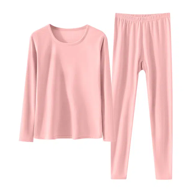 棉基因 无痕德绒内衣女秋冬季百搭加厚加绒打底衫秋衣秋裤保暖套装 女款