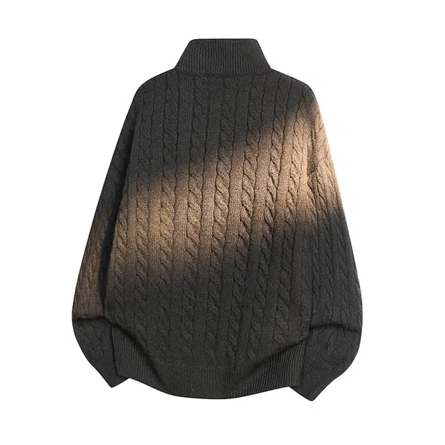 棉基因 学院风韩系复古慵懒风纯色麻花翻领宽松百搭面料舒适可内搭外穿适合通勤休闲针织毛衣 男女同款