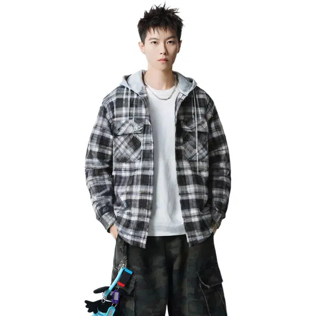 华夏儿女 港风复古连帽设计宽松舒适百搭休闲通勤夹克 男女同款