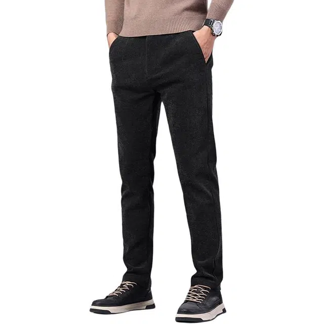 潮人榜 美式秋冬季立体剪裁设计感简约时尚磨毛轻商务百搭潮牌弹力修身显高直筒小脚休闲裤 男款