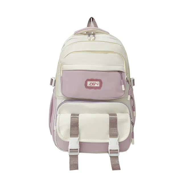 米囹 可爱书包 轻盈减负短途旅游双肩包 背包 大号 白色