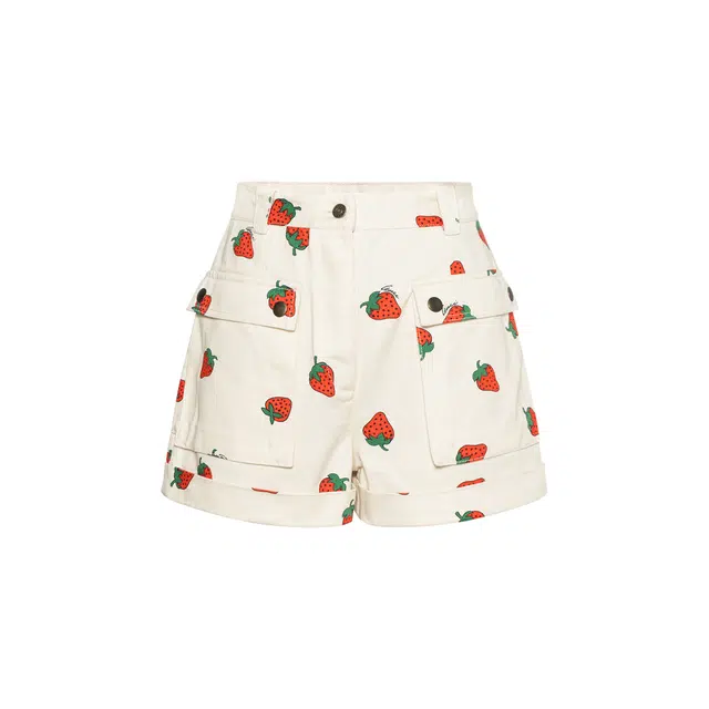 GUCCI Strawberry Print Cotton Twill Short