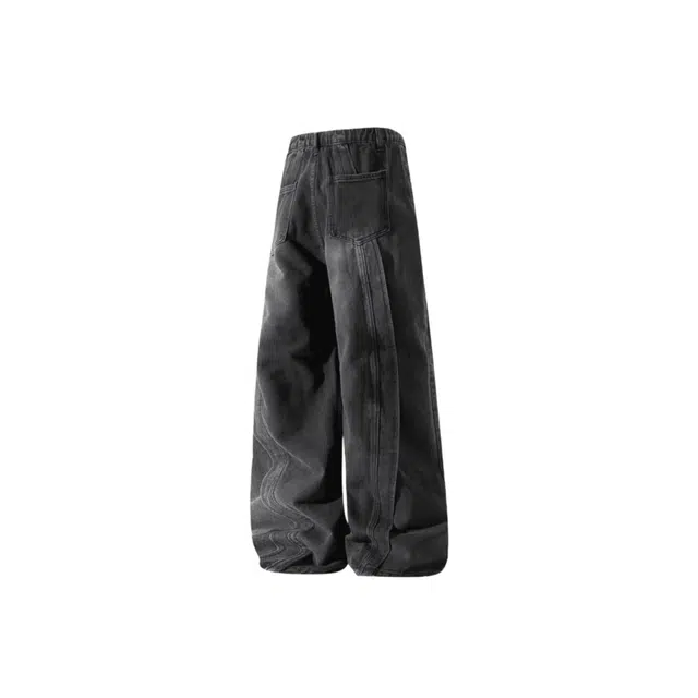 轻迎 弯刀法式慵懒风嘻哈街头阔腿 牛仔裤 男款