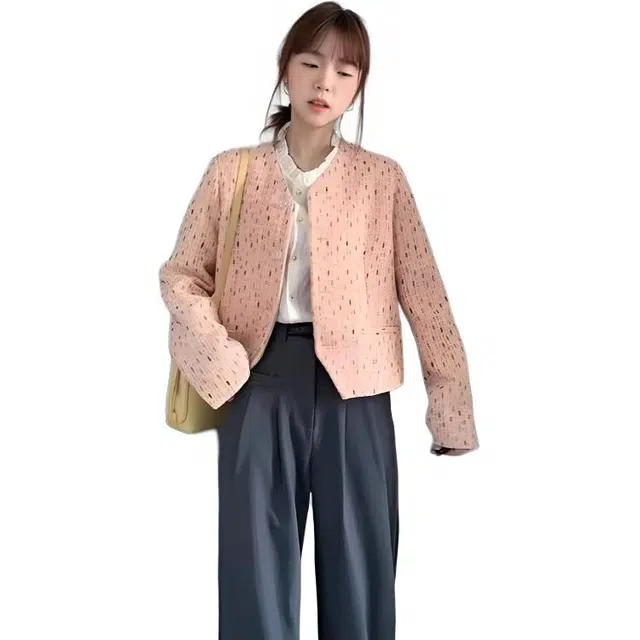 纤丝鸟 时尚简约小香风短款韩版百搭修身气质截短外套 女款