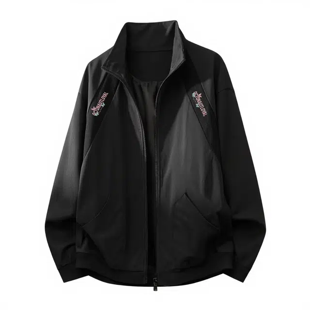 海底小纵队 春秋潮人穿搭美式高街分割设计弧形结构硬挺立领学院风长袖拉链运动复古简约高级感落肩飞行员宽松百搭外套夹克 男女同款