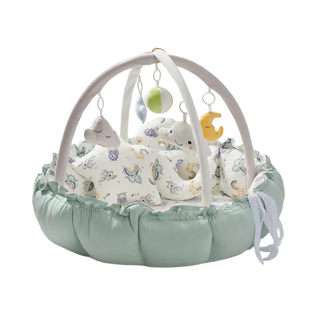 图米鱼 三合一加厚花瓣婴儿健身架柔软游戏 新生儿爬行垫 早教教具