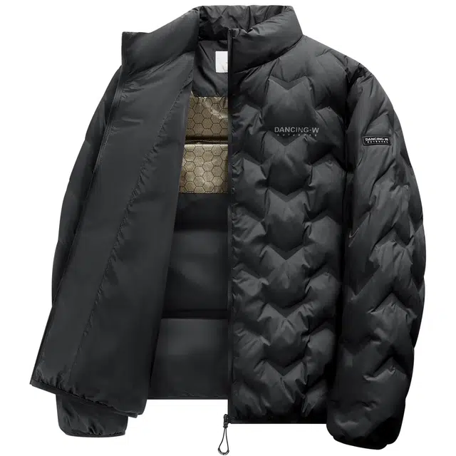 与狼共舞 轻暖便携自在简约纯色潮流通勤青年款舒适亲肤高密防风保暖休闲百搭立领轻薄羽绒服 男款