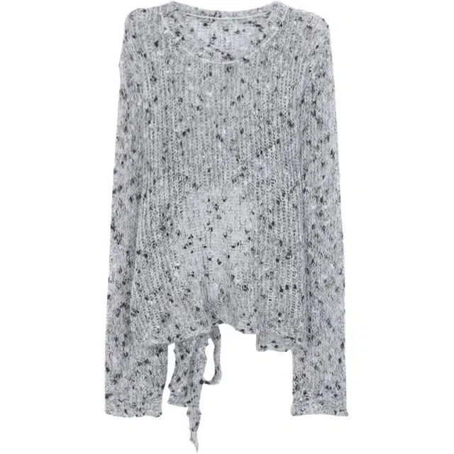 小卷要加油 女秋季慵懒长袖上衣设计感镂空针织衫 女款