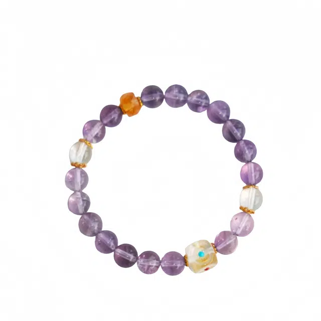 仙园韵 【灵性之紫 考试加成】轻奢高档金榜题名 转运珠 事业学业顺利 小众简约时尚百搭高级感珠串 紫水晶 手串 女款