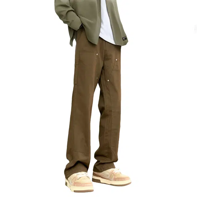 么宁 宽松直筒百搭多色纯色简约青少年潮牌牛仔裤 男款