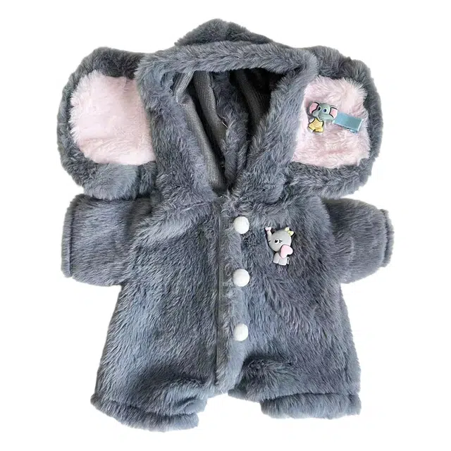 图米鱼 灰小象连体衣 小熊公仔衣服套装小熊毛绒玩偶可爱 娃衣着替