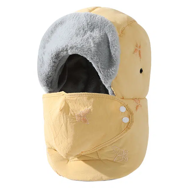 南极人 帽子冬季加绒厚保暖防寒骑行电动车防风面罩头套东北防风棉帽护耳 加厚 雷锋帽 女款