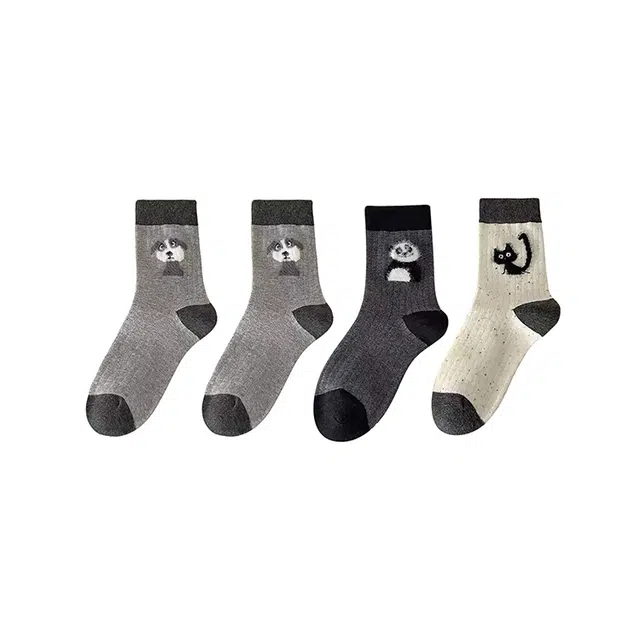 水中花 袜子卡通可爱长筒棉袜日系舒适透气高弹中筒袜 女款