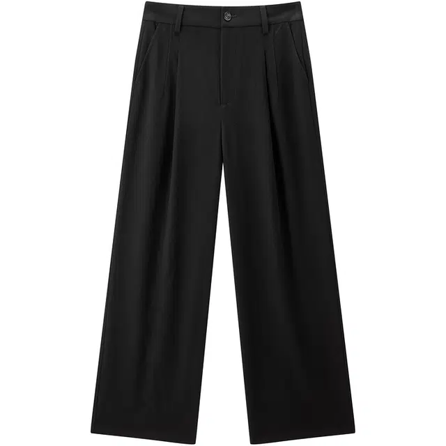 太平鸟 舒适高腰直筒西装裤挺括宽松显瘦通勤阔腿休闲裤 女款