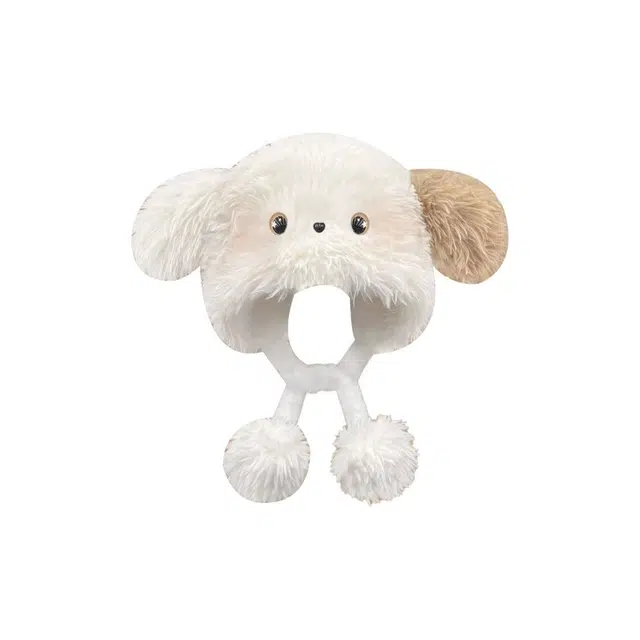 恩僾德 可爱小众百搭狗狗卡通腮红小狗耳朵秋冬季日系保暖显脸小初高中大学生 涤纶 绒线帽 男女同款情侣款