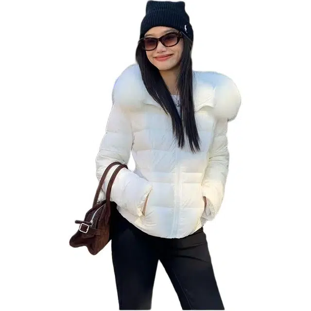 思蓓儿 毛领连帽长袖时尚短款冬季收腰显瘦保暖外套棉服 女款