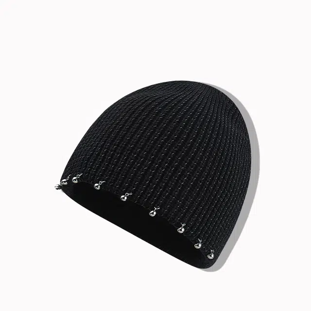 【复古钉珠】 无限兔 亮丝针织保暖包头帽显脸小加厚护耳防寒 腈纶 绒线帽 男女同款情侣款