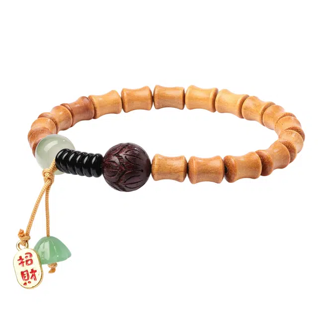 三檀小舍 【好运莲莲】新中式国风文艺森系禅意招财纳福 转运上岸节节高升 檀木 木作手串 男女同款情侣款