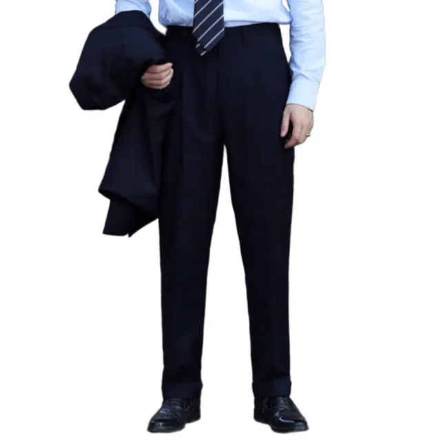 大格子与黑猫 英伦复古高腰暗条纹单褶意式商务上修身抗皱小直筒西裤西装裤 男款