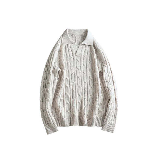 空城计 韩系极简轻奢海鸥领绞花针织衫 男女同款