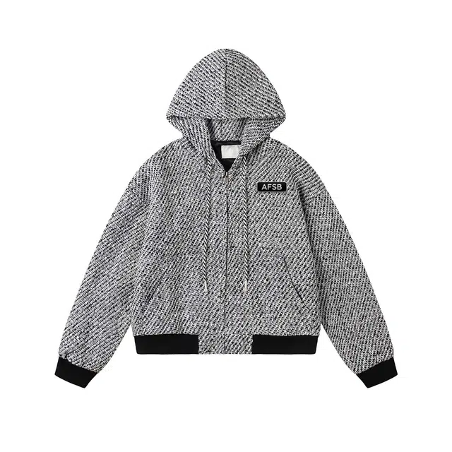 艾梵斯贝 美式复古潮流千鸟格经典款法式慵懒风日常通勤百搭宽松休闲时尚舒适高级感无性别连帽开衫卫衣 男女同款