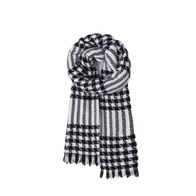 雅鹿优选 经典千鸟格多色百搭披肩秋冬季柔软保暖流苏围脖 礼盒装 聚酯纤维 绒线围巾 男女同款情侣款