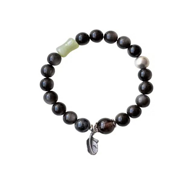 仙园韵 新中式国风轻奢典雅小众设计高级感好运连连招财纳福财源滚滚旺事业转运珠念珠文玩 黑曜石 手串 男女同款情侣款