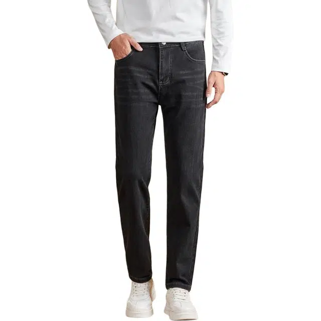 卡丹狄诺 加绒加厚立体修身男士秋冬直筒潮流百搭时尚舒适显高休闲裤男裤子男牛仔裤 男款