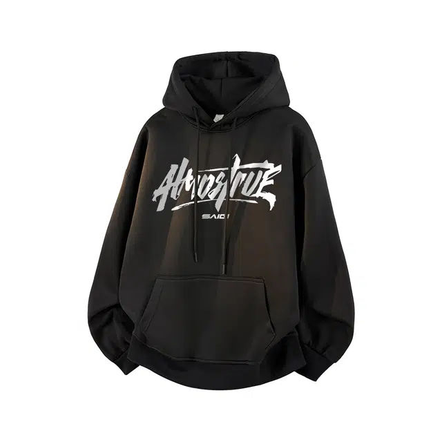 赛琪 美式纯色签名字母印花学生党宽松休闲基础款日常通勤经典百搭时尚潮流户外旅行套头无性别主义落肩袖连帽卫衣 男女同款