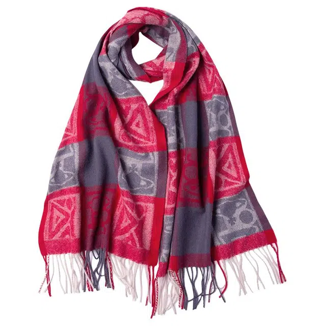 红豆 经典百搭柔软舒适保暖格子 山羊绒 绒线围巾 男女同款情侣款