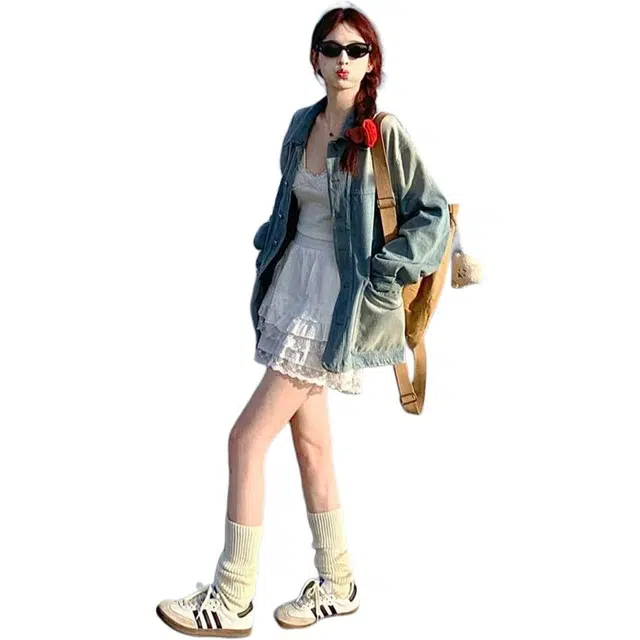 纤丝鸟 复古简约宽松显瘦设计感休闲百搭上衣潮截短外套 女款