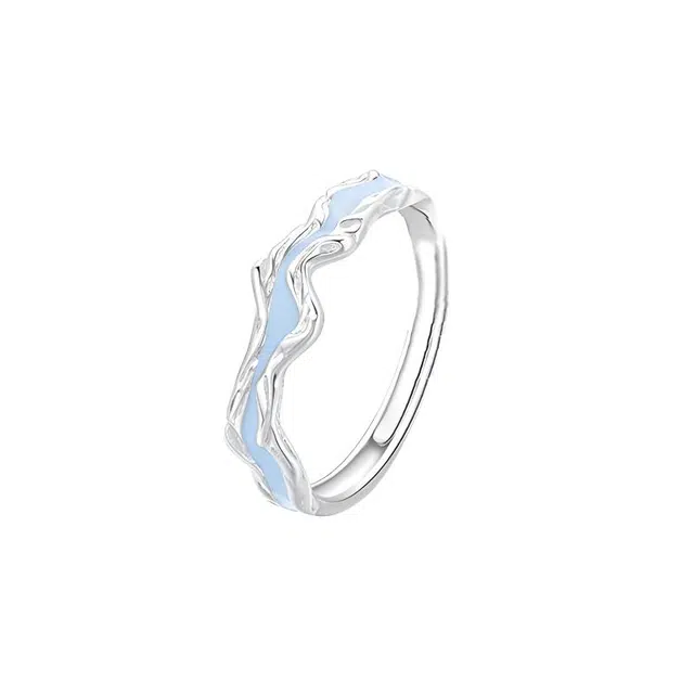 【勿忘我】浪漫花枝 开口戒可调节连理枝氛围感对戒精致轻奢小众高级感恋爱告白礼盒 岁月静好 日常通勤百搭合金 锆石 戒指 男女同款情侣款