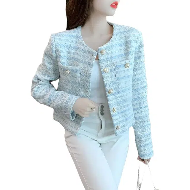 纤丝鸟 法式名媛气质上衣小香风小众宽松短款截短外套 女款