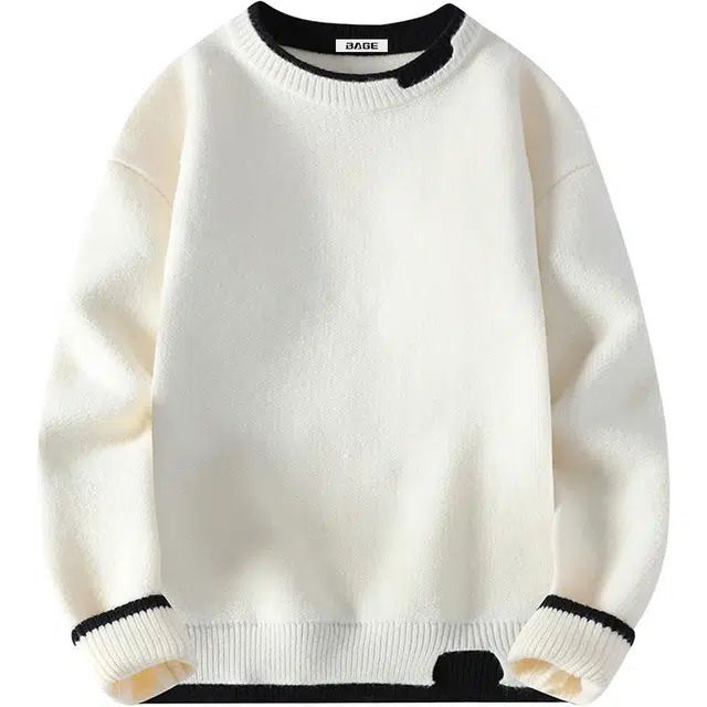 八哥 美式拼接撞色简约复古宽松休闲百搭学院慵懒风无性别主义日常穿搭户外运动小众设计套头时尚潮流长袖针织衫 男女同款