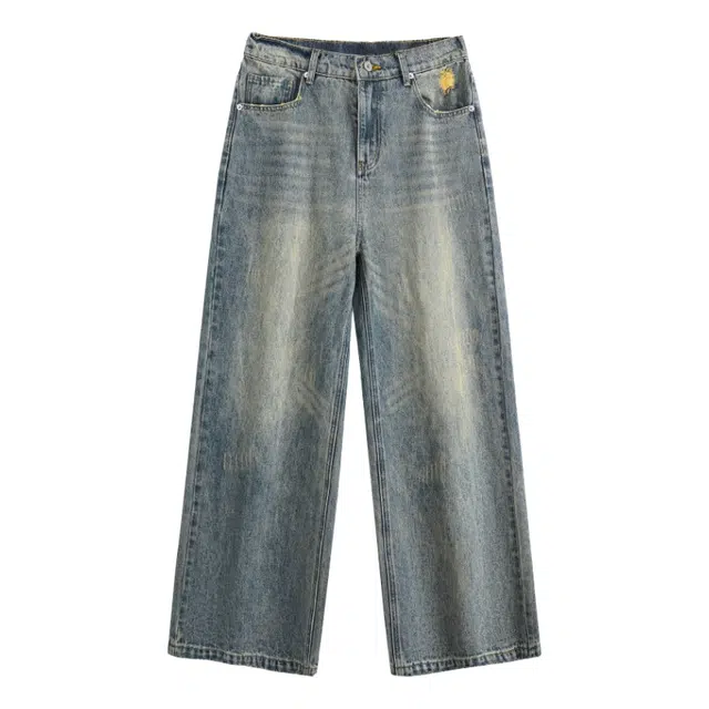 【dme】 美式高街水洗做旧猫爪痕复古宽松休闲通勤百搭垂坠感舒适直筒牛仔裤 男女同款