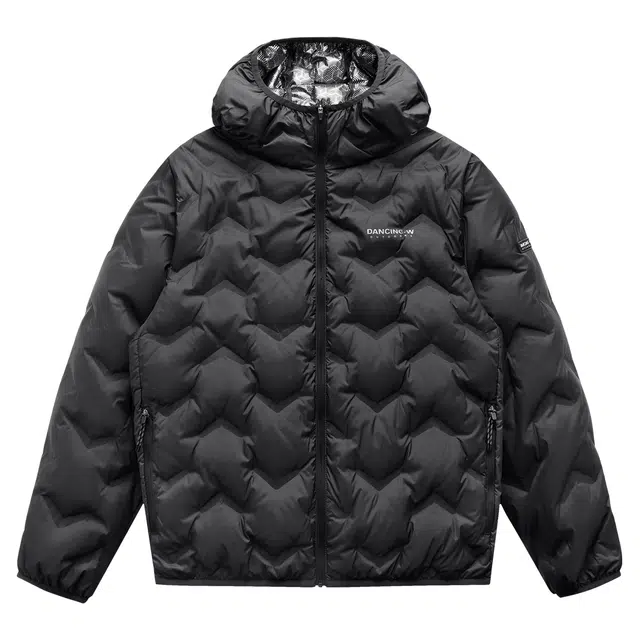 与狼共舞 日常休闲轻暖舒适便携通勤百搭款简约纯色帅气青年款轻薄保暖黑金石墨烯锁温防风亲肤连帽羽绒服 男款