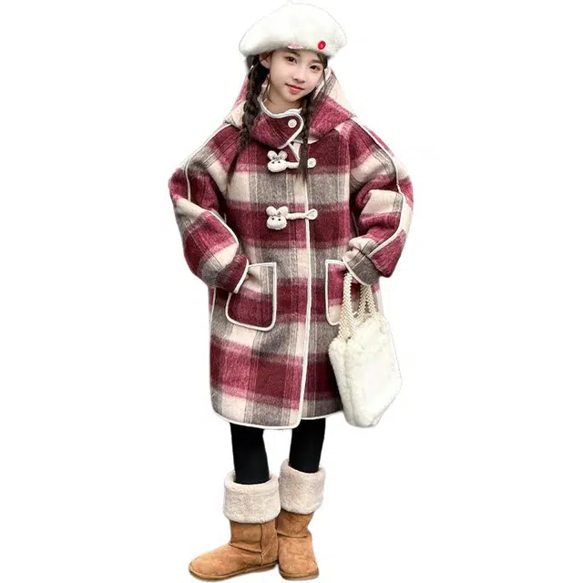 蓝彩何 时尚休闲系列 百搭简约个性其他中长款呢大衣冬 儿童款