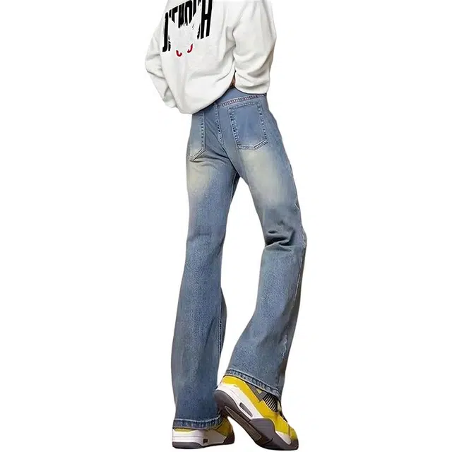 么宁 直筒显瘦复古高街美式潮牌休闲长裤百搭牛仔裤 男款