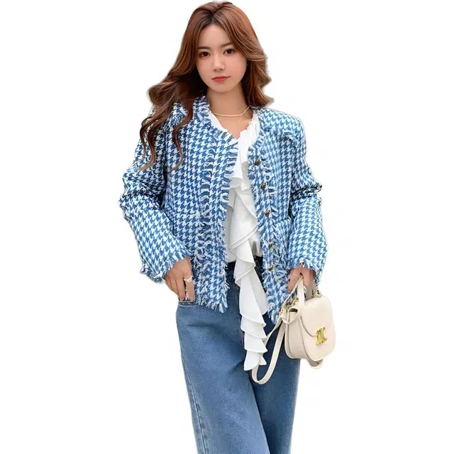 纤丝鸟 设计感洋气小香风宽松休闲名媛气质上衣截短外套 女款